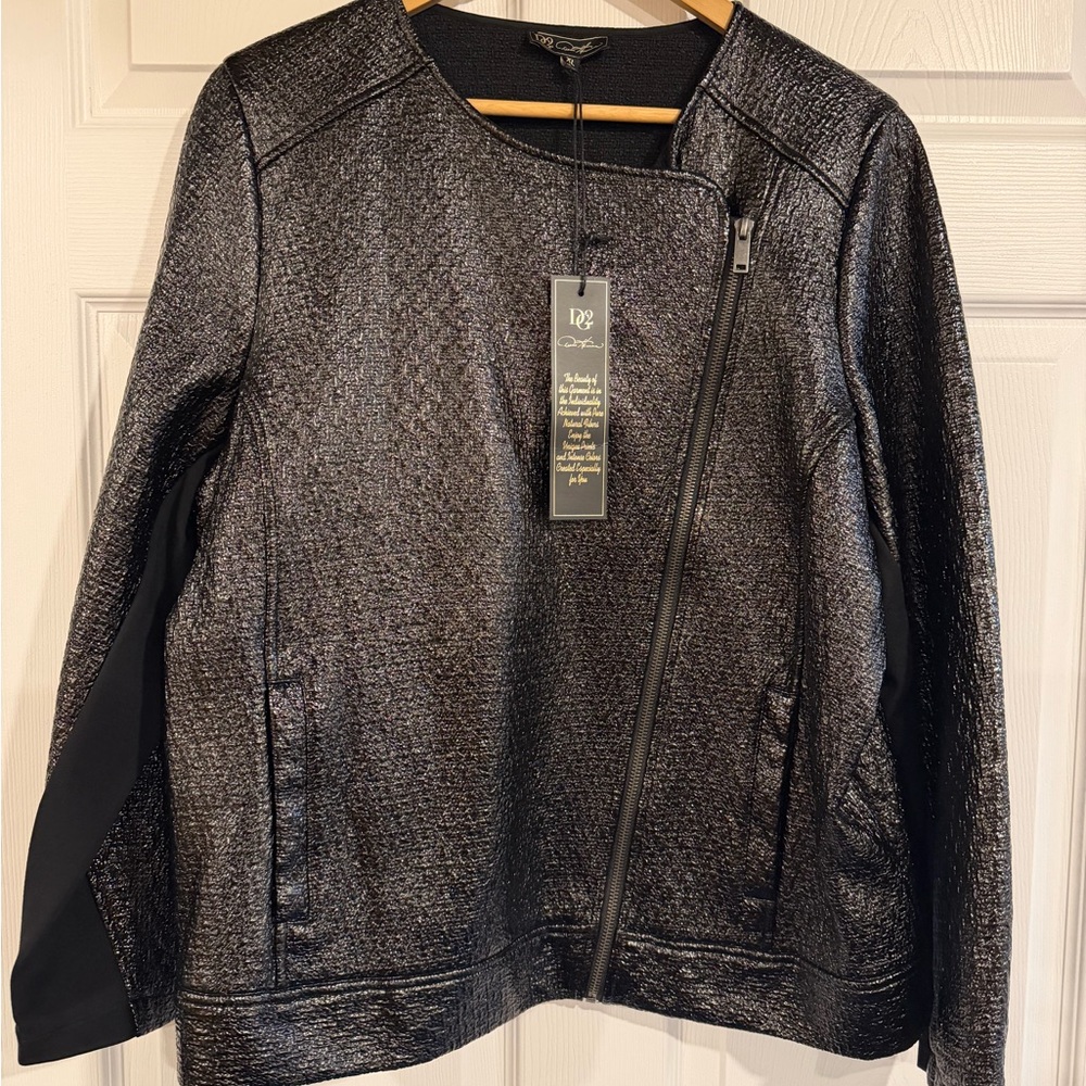 Metallic Black Leather Jacket